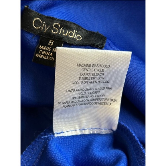 CITY STUDIO Blue Crepe Cut-Out Evening Dress - Picture 3 of 7